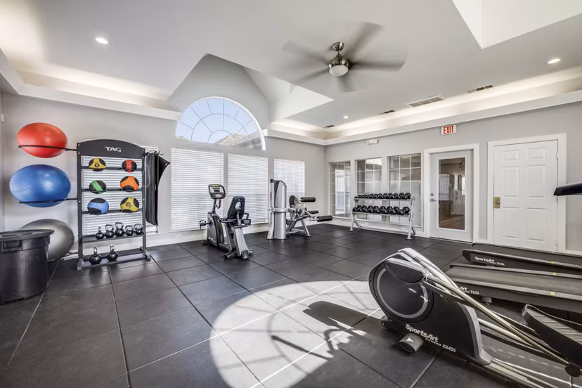 fitness center at Mission Fairways Apartments