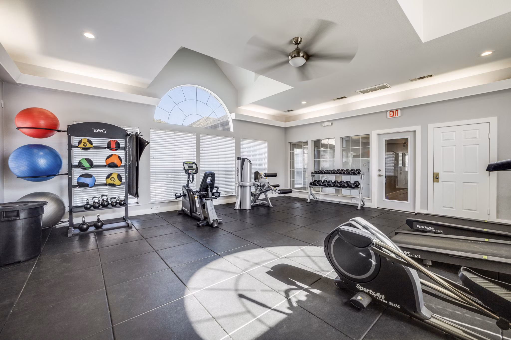 fitness center at Mission Fairways Apartments