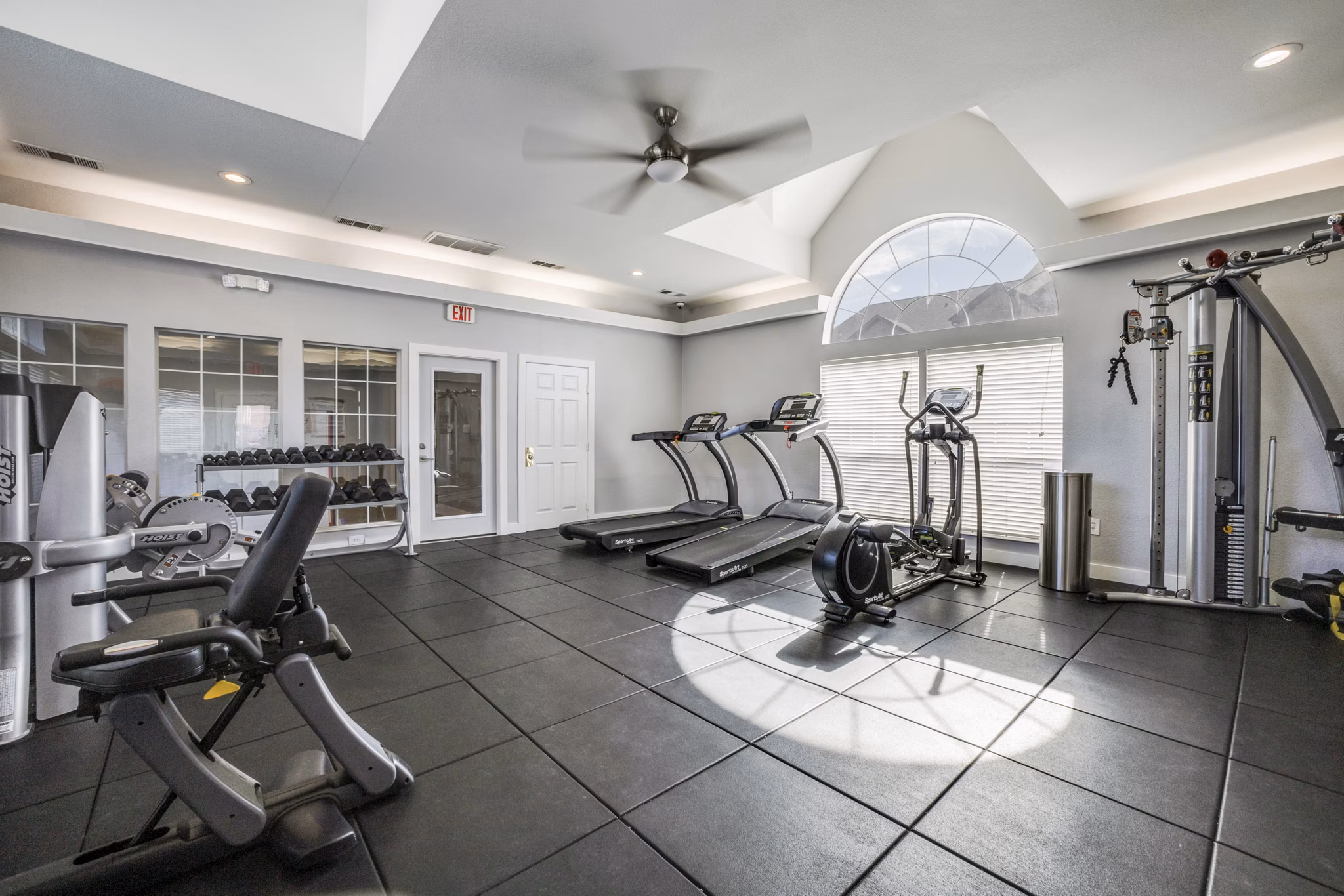 fitness center at Mission Fairways Apartments