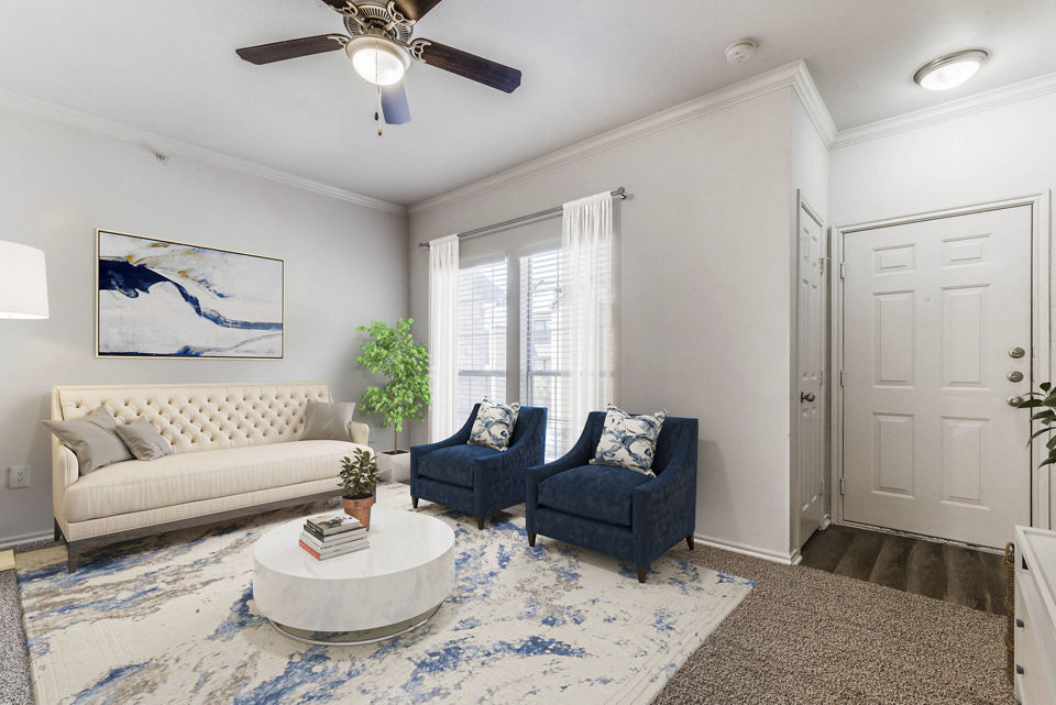 living room at Mission Fairways Apartments