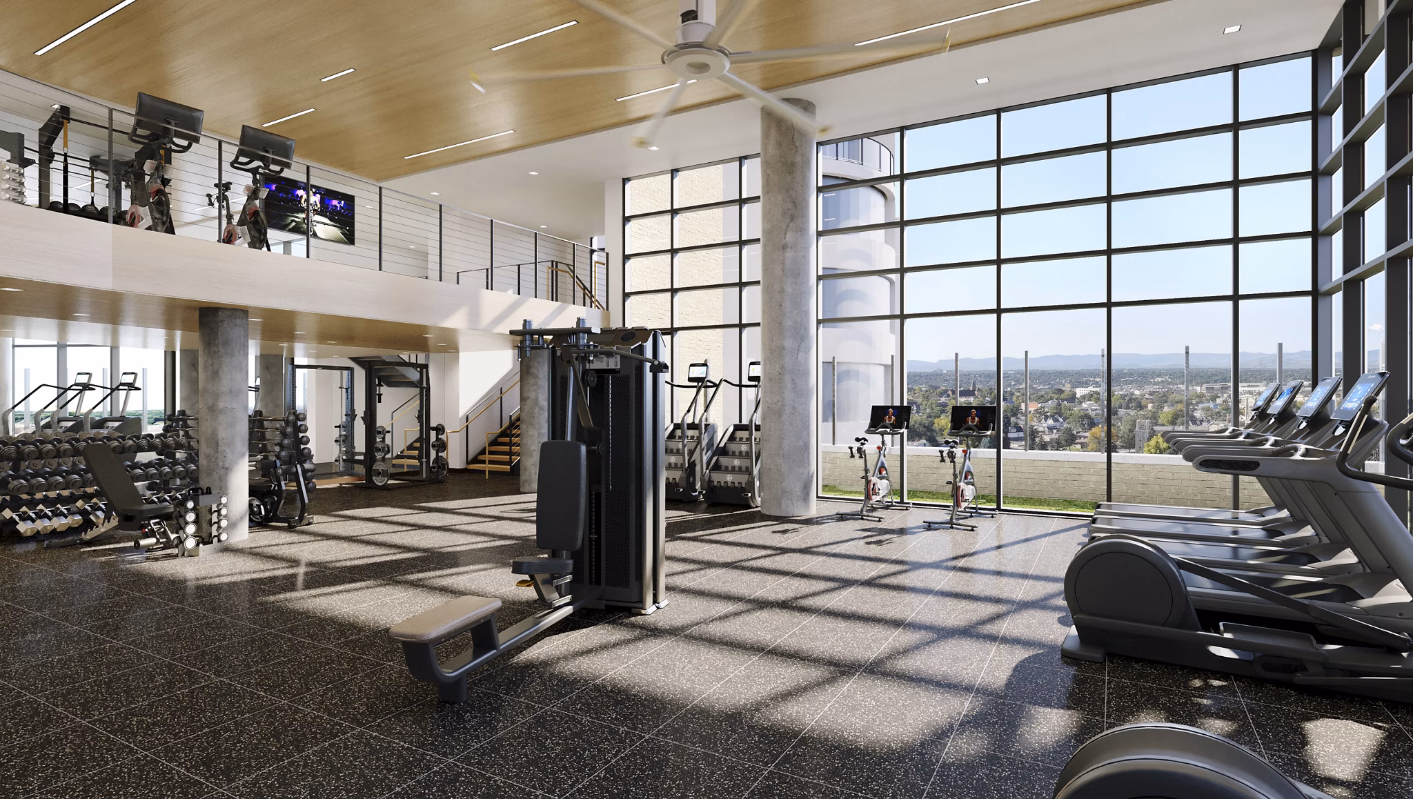 fitness center at The Parson Apartments 