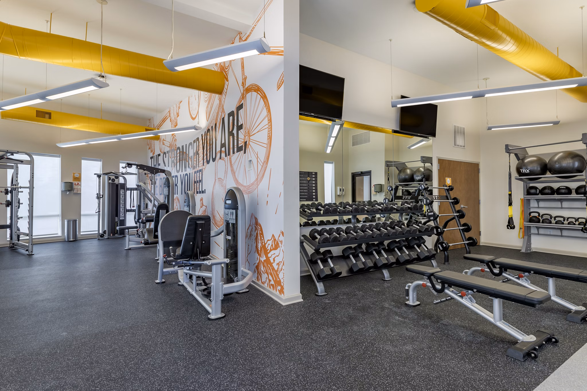 fitness center at Aspire at West Campus Apartments