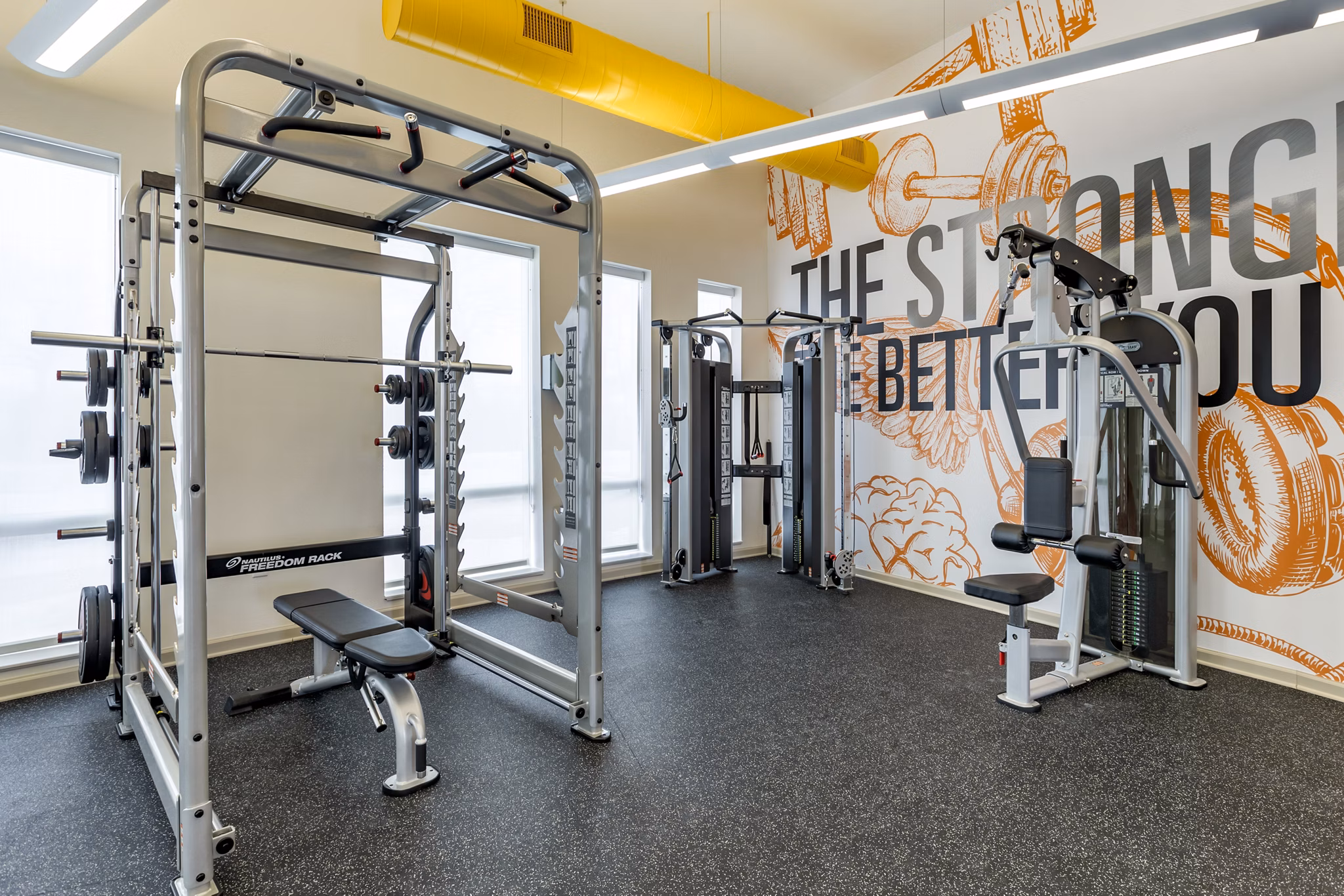 fitness center at Aspire at West Campus Apartments