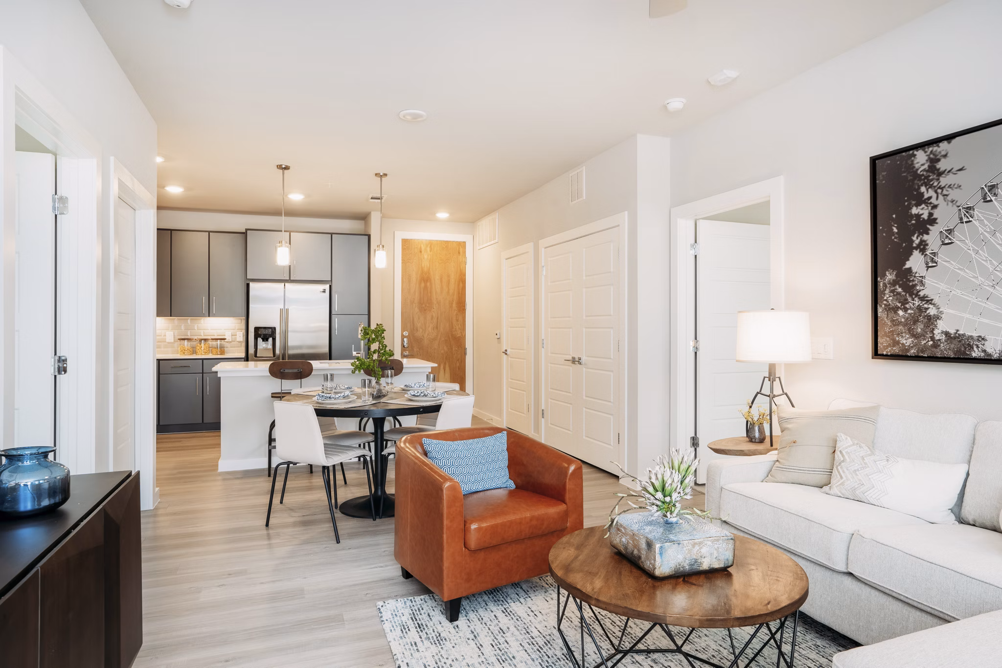 living room at Amelia at Farmers Market Apartments