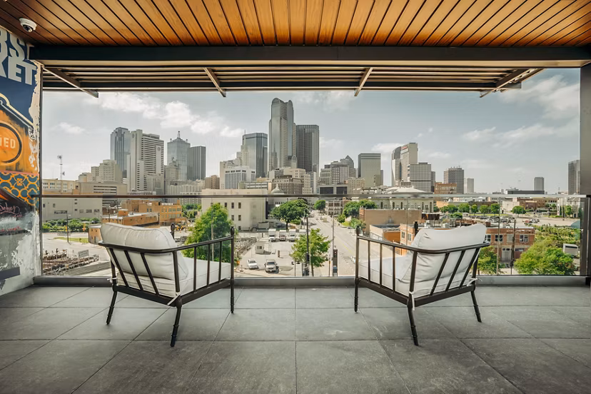 patio at Amelia at Farmers Market Apartments