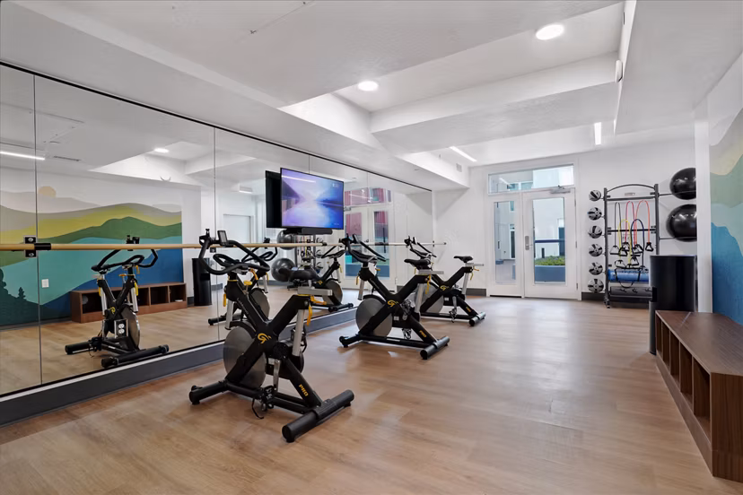 fitness center at The Source on South Temple Apartments