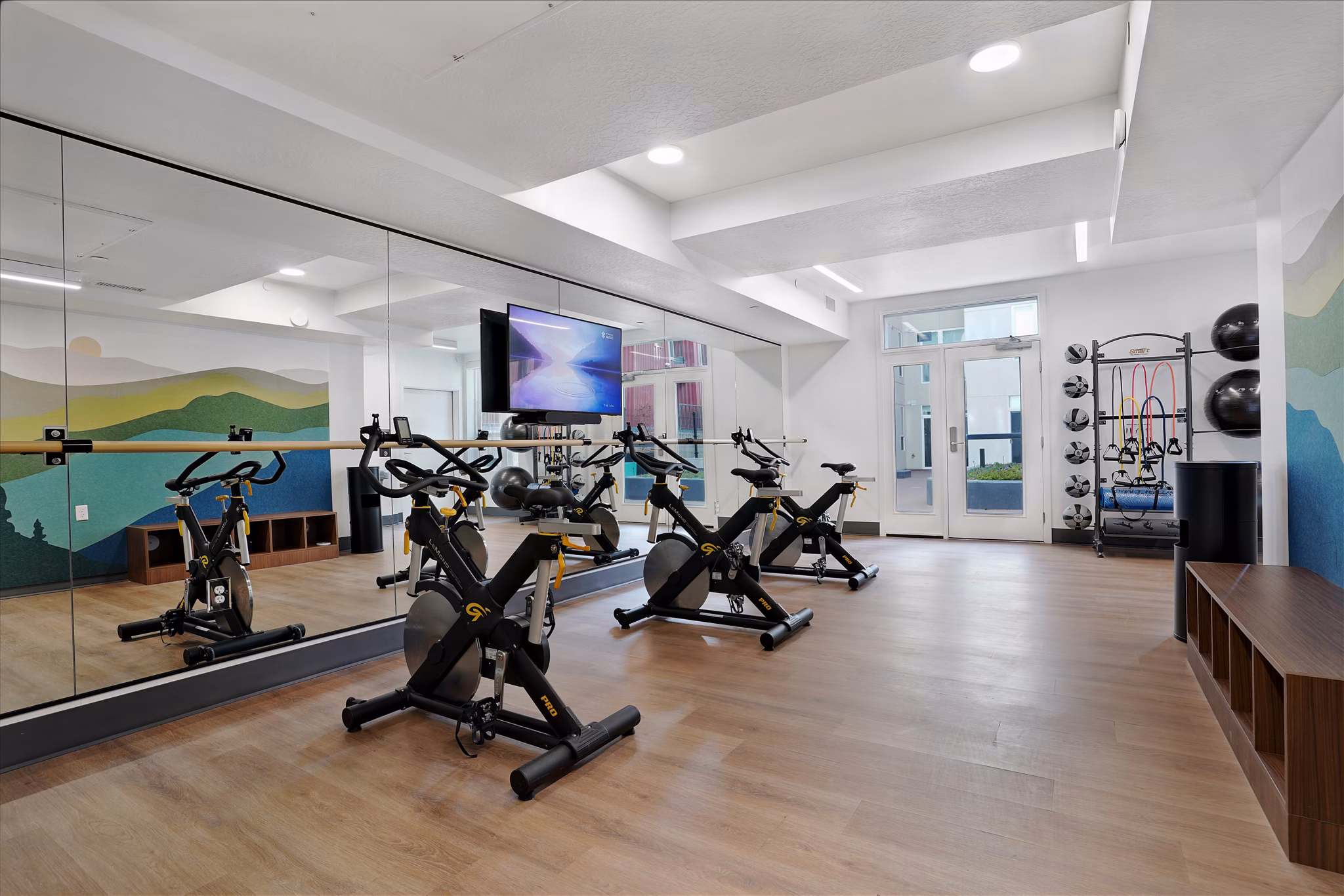 fitness center at The Source on South Temple Apartments