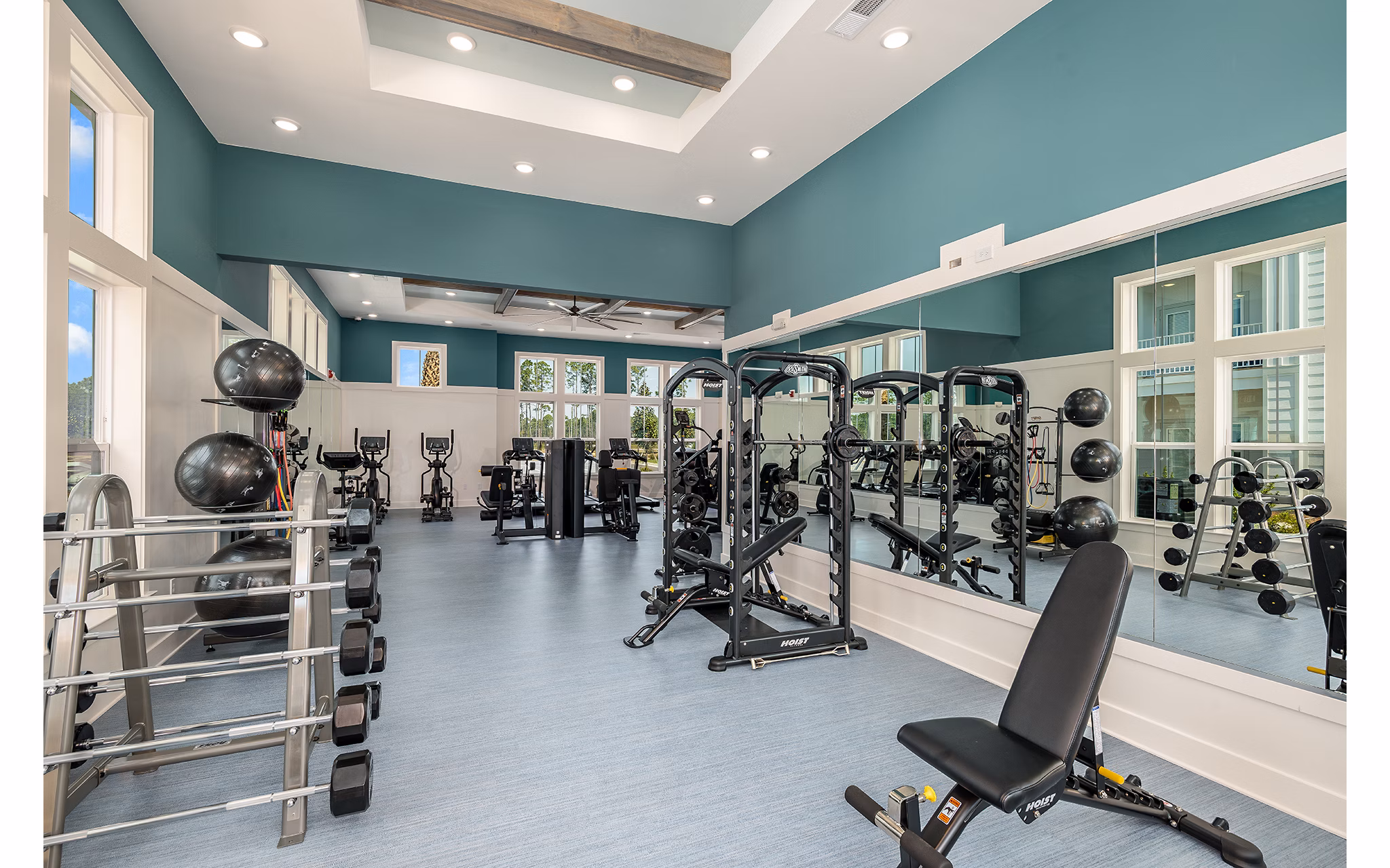 fitness center at The Sandbar Apartments