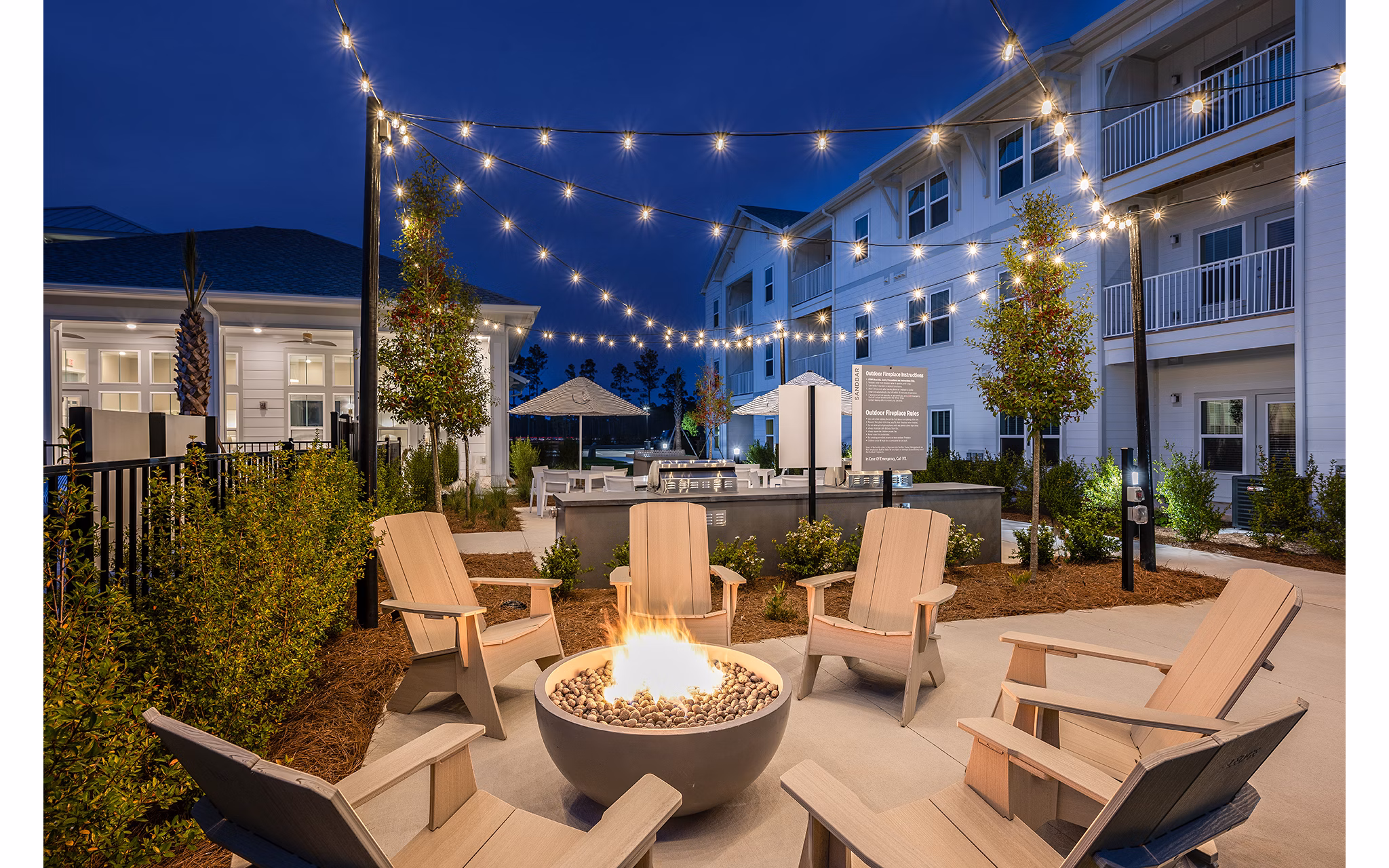 fire pit at The Sandbar Apartments