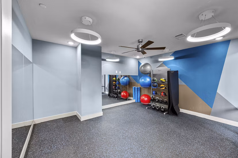 fitness center at Dominion at Mercer Crossing Apartments