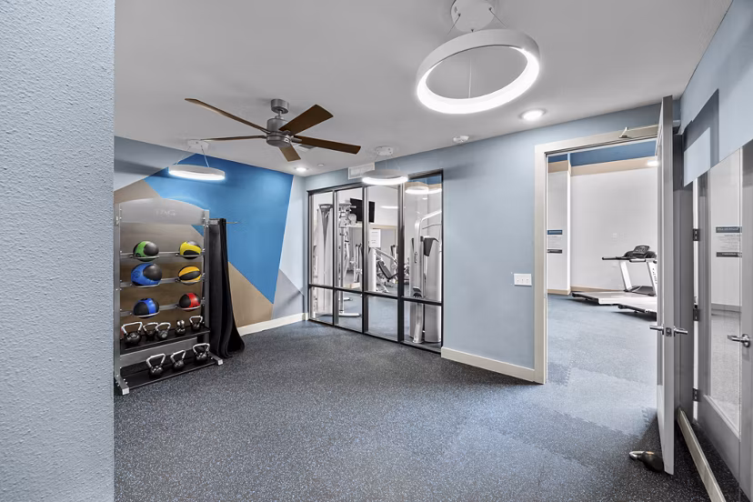 fitness center at Dominion at Mercer Crossing Apartments