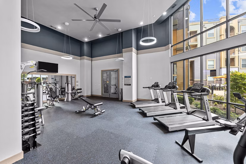 fitness center at Dominion at Mercer Crossing Apartments