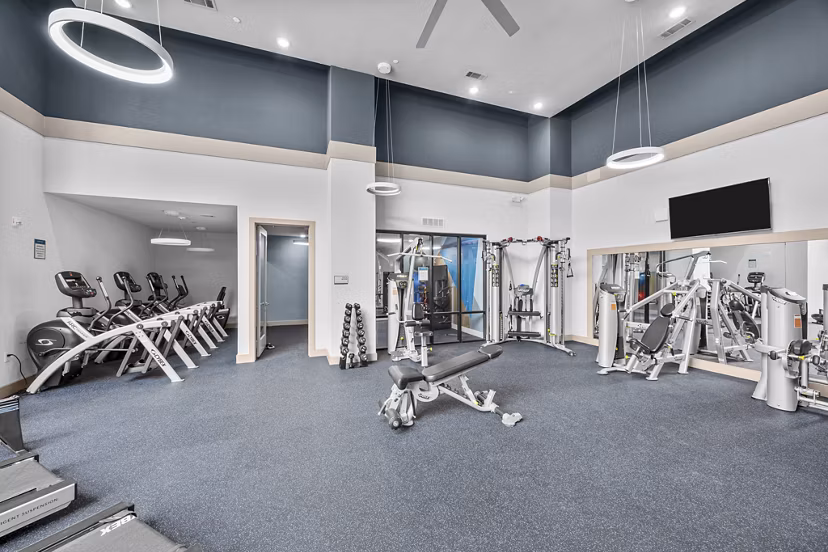 fitness center at Dominion at Mercer Crossing Apartments