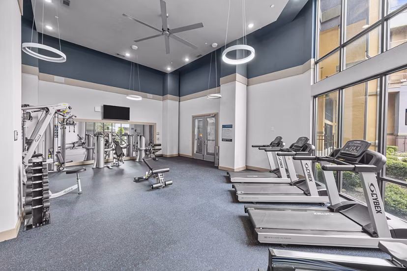 fitness center at Dominion at Mercer Crossing Apartments