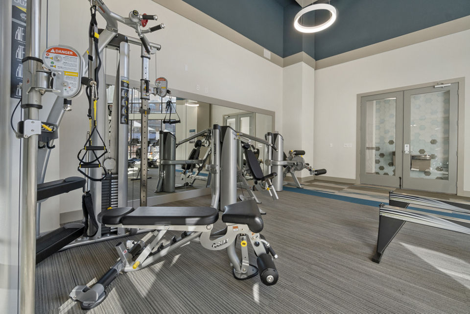 fitness center at Dominion at Mercer Crossing Apartments