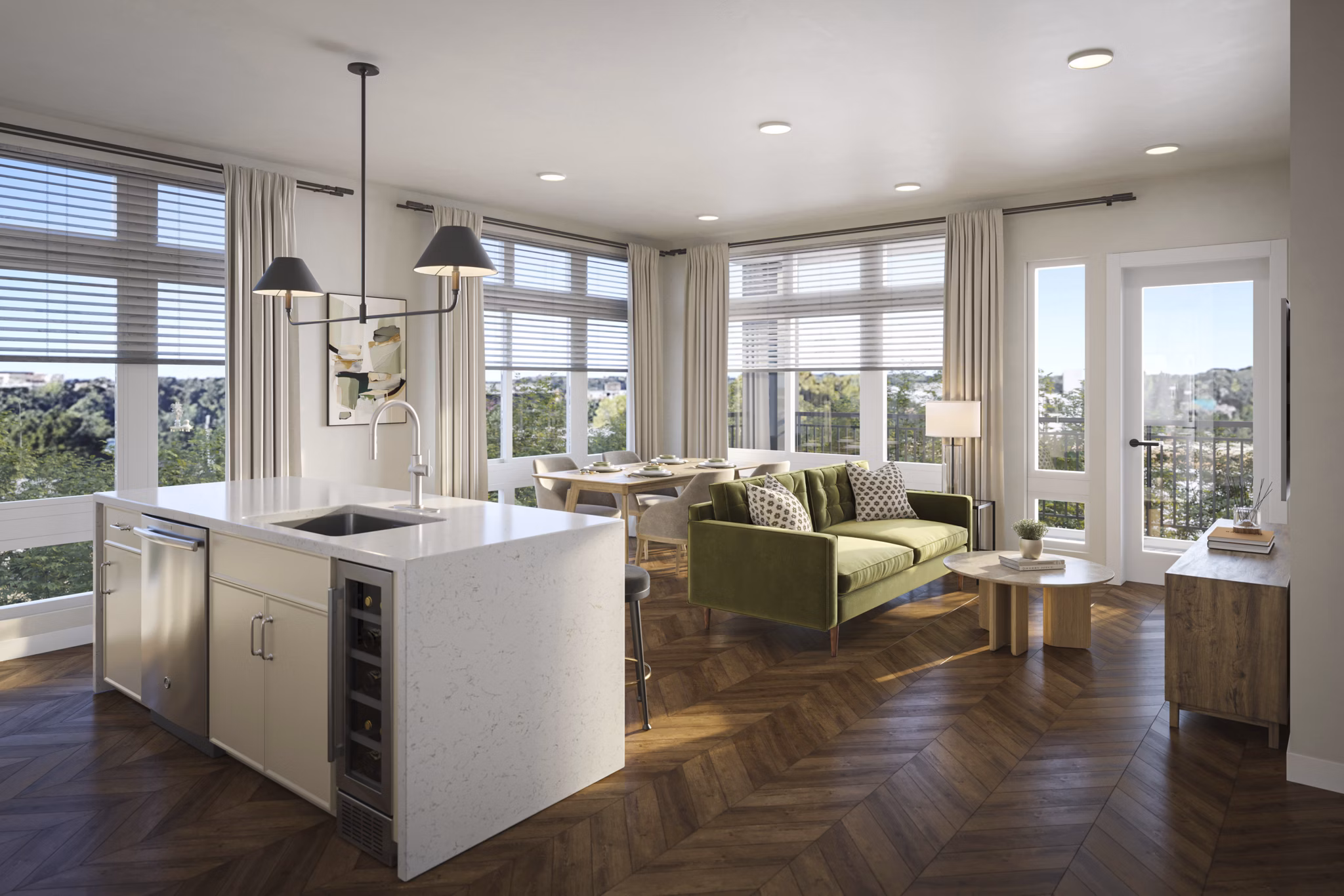 living room at The Penny Apartments 