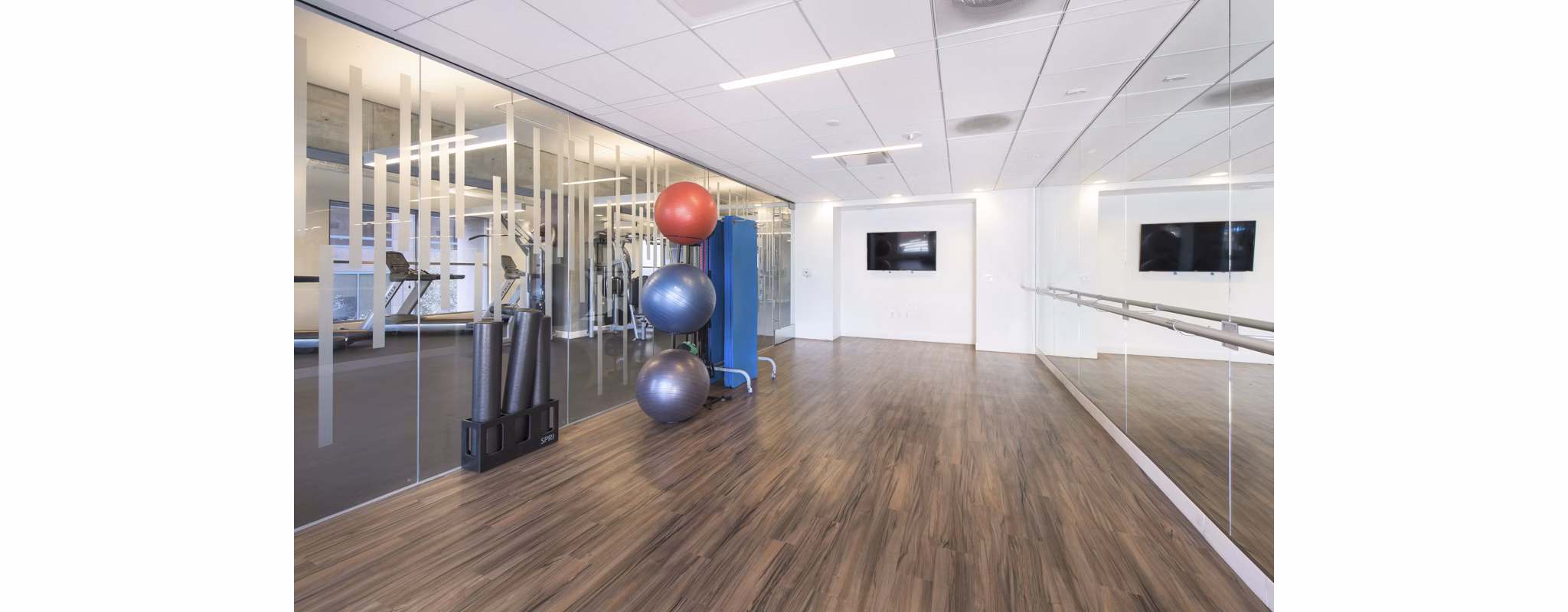 yoga/spin studio at 255 Grand Apartments