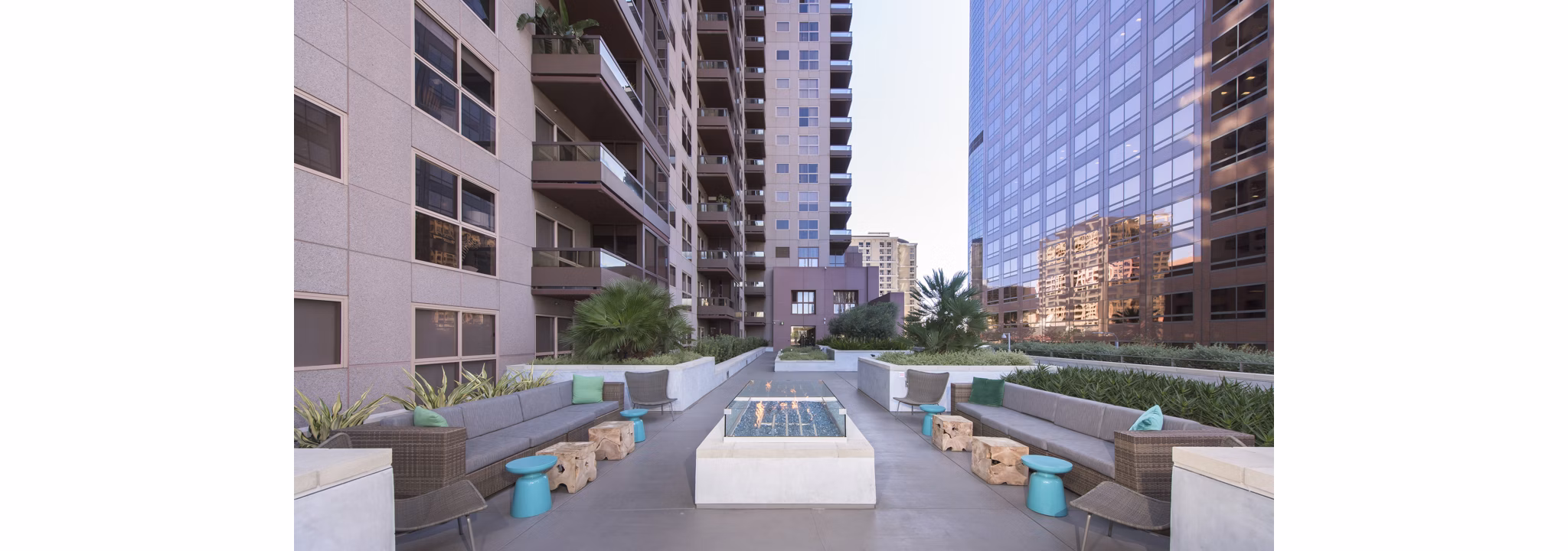 fire pit at 255 Grand Apartments
