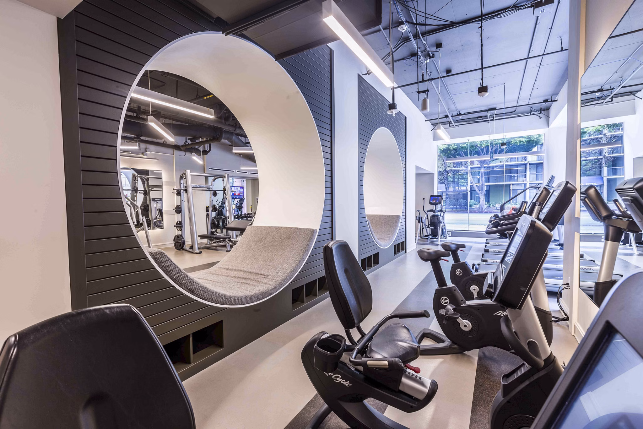 fitness center at Museum Tower Apartments