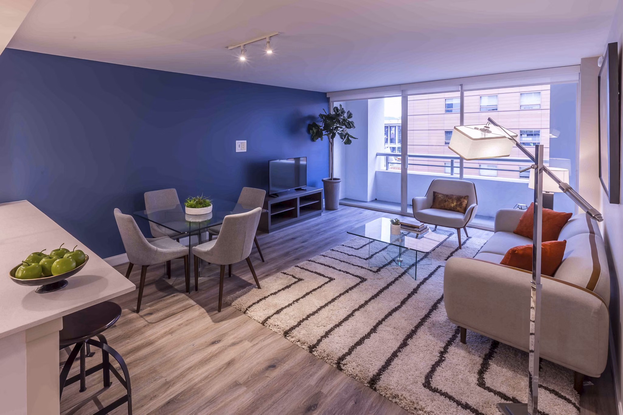 living room at Museum Tower Apartments