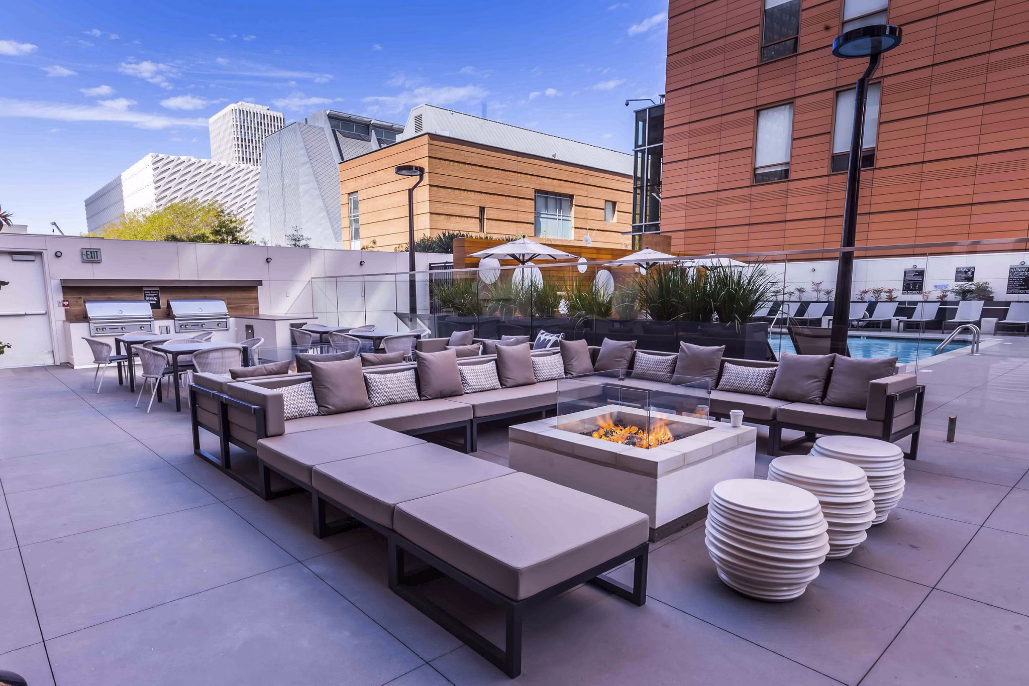 fire pit at Museum Tower Apartments