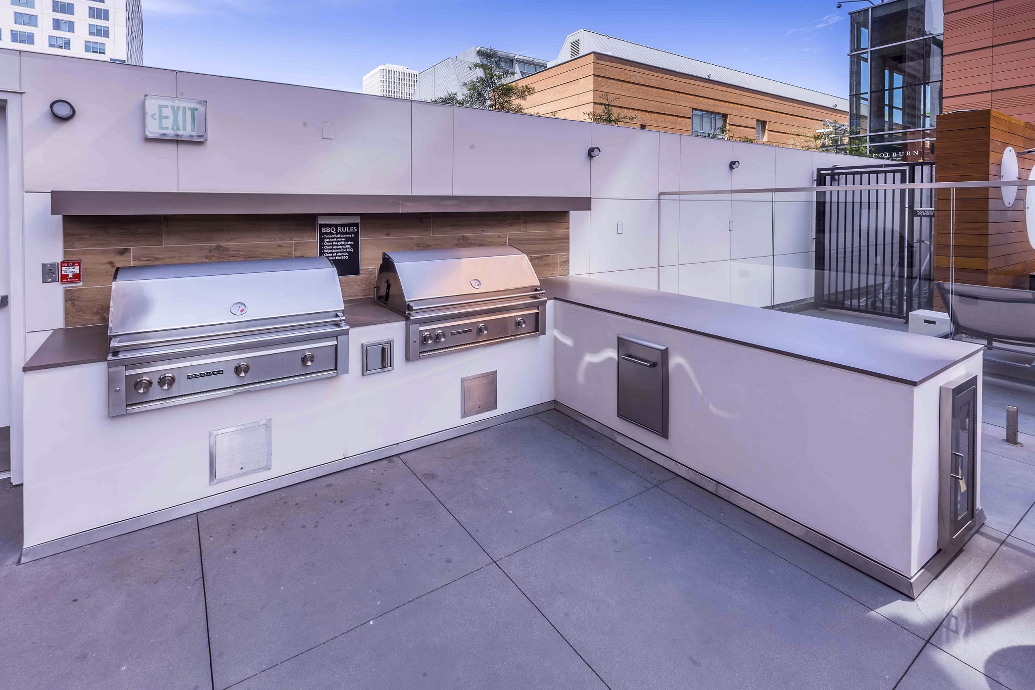 grill area at Museum Tower Apartments