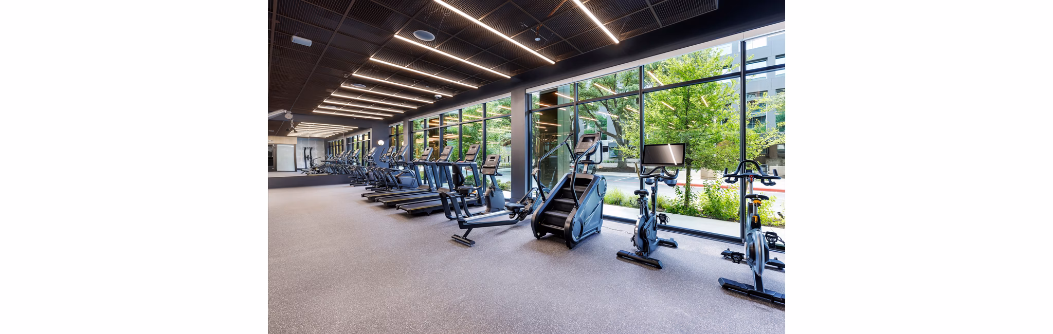 fitness center at The Waylon Apartments