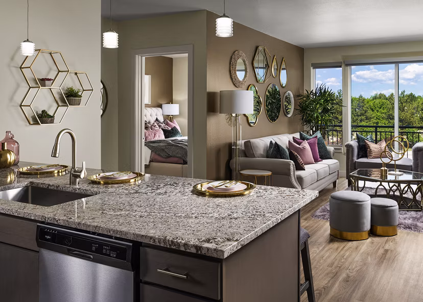 dining room at Tangent Apartments 