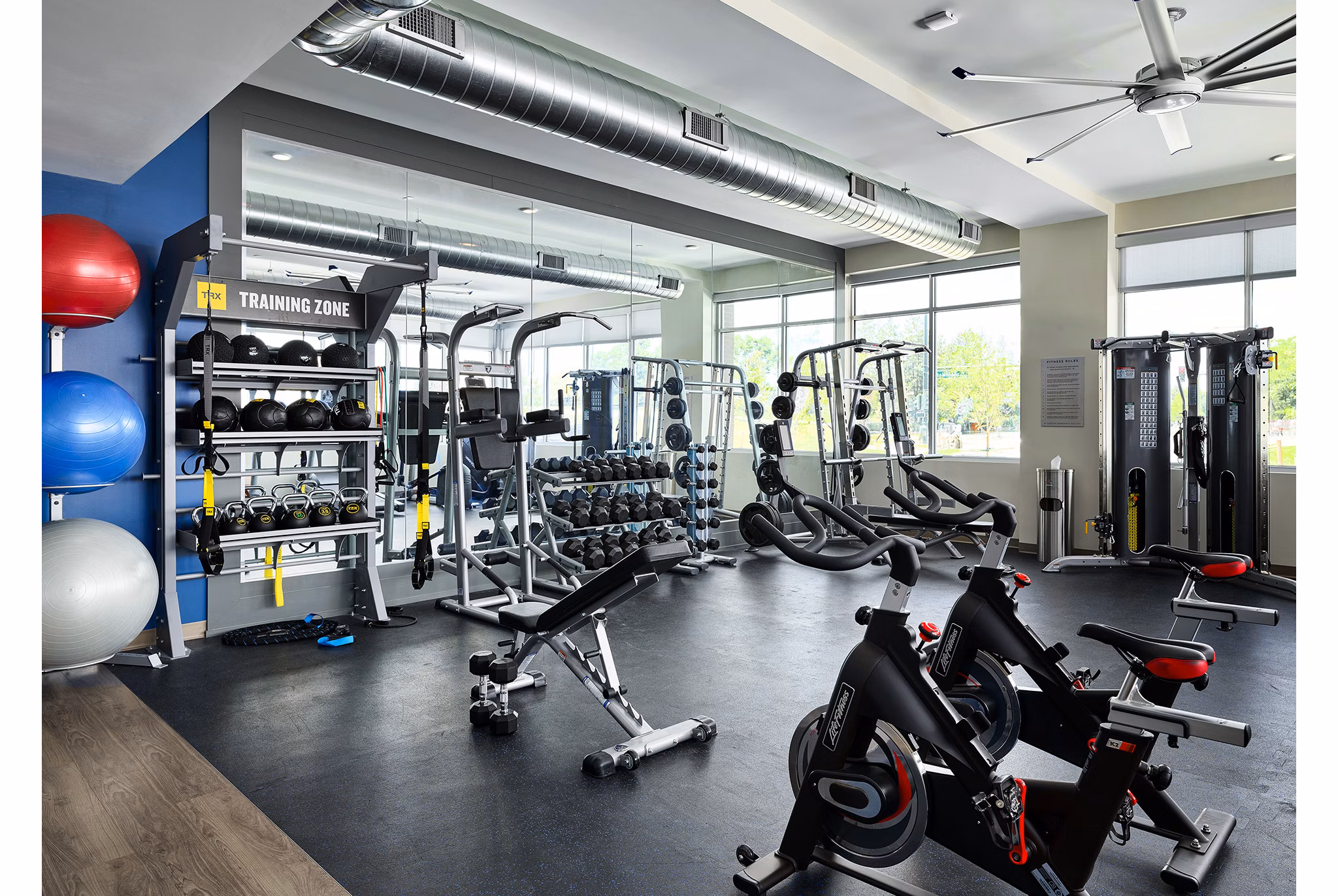 fitness center at Tangent Apartments 