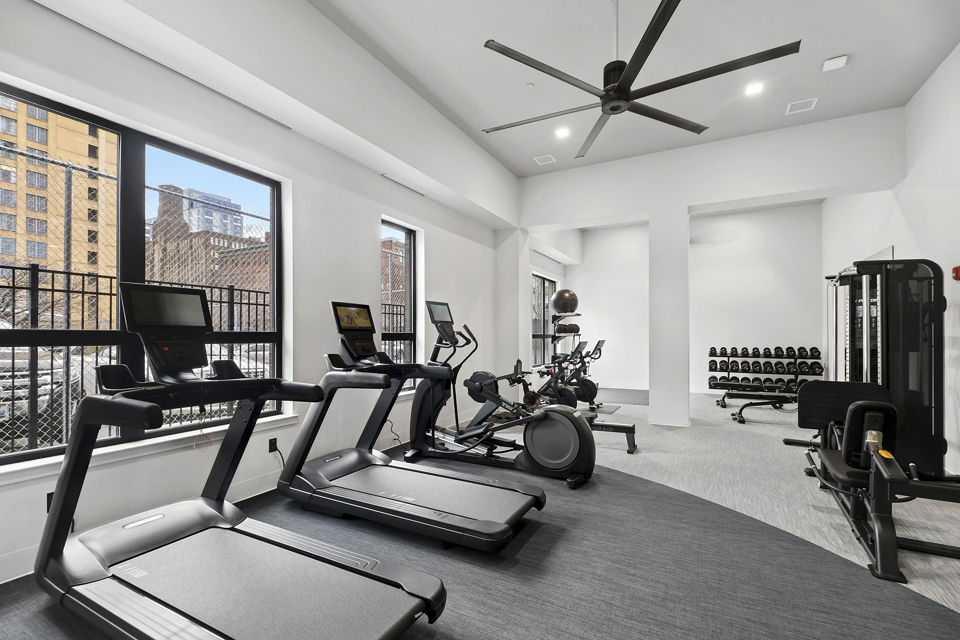 fitness center at Via Callowhill Apartments