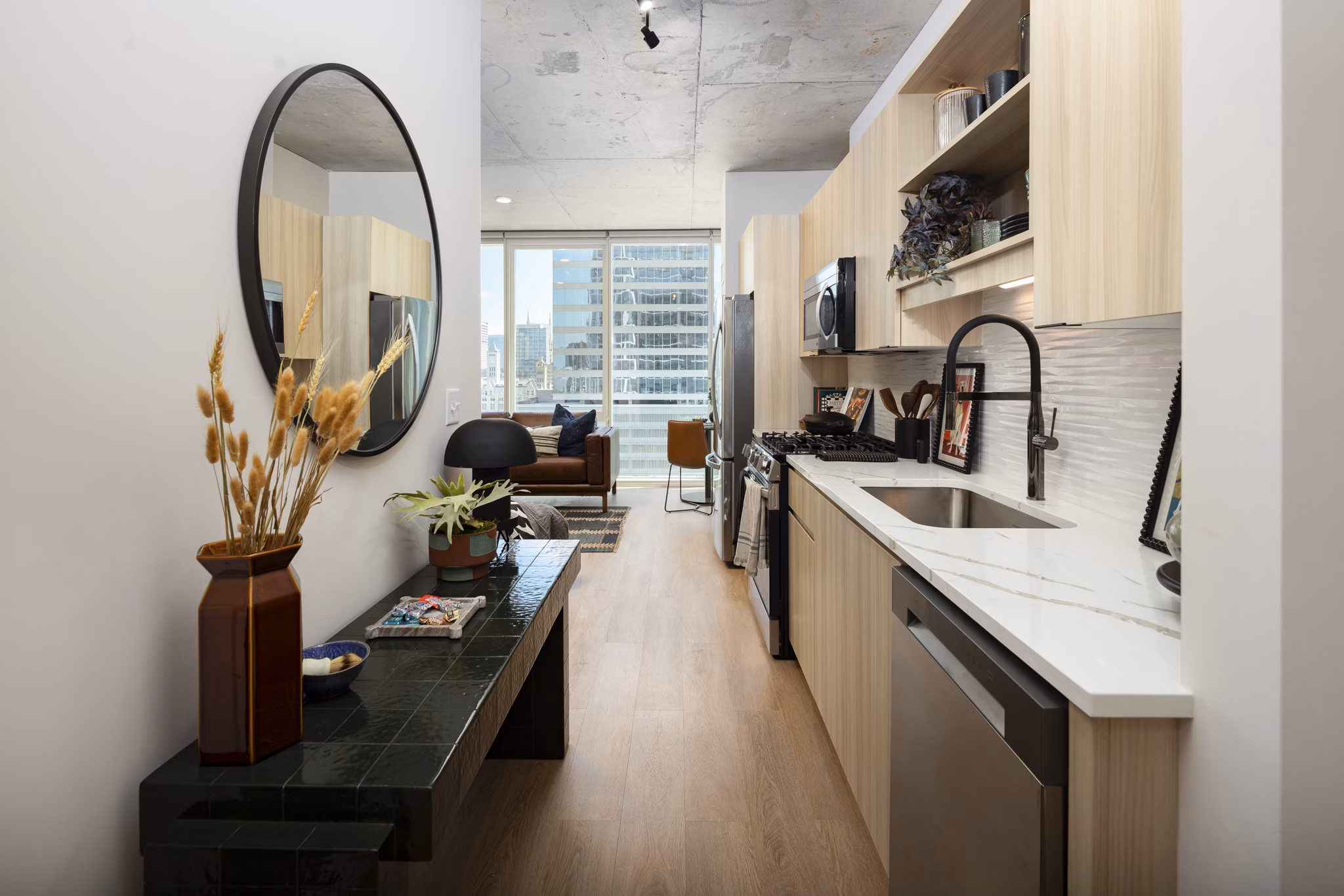 living room at Albion in the Gulch Apartments 