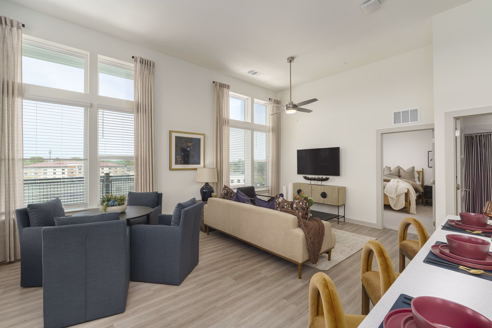 living room at Signal at Medallion Park Apartments