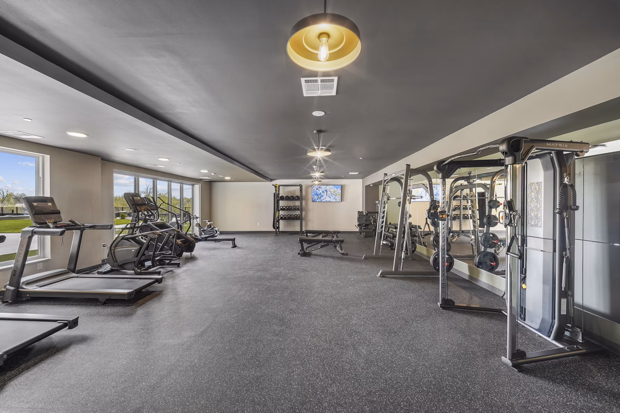 fitness center at The Duncan Apartments