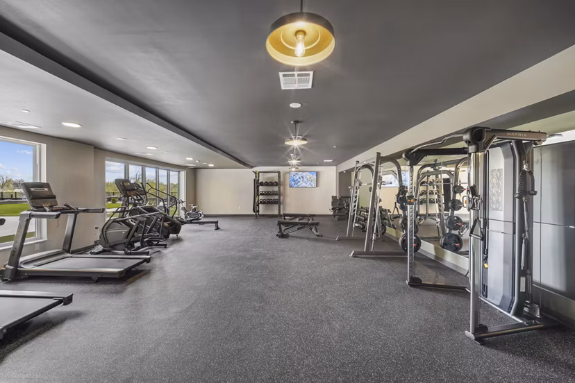 fitness center at The Duncan Apartments 
