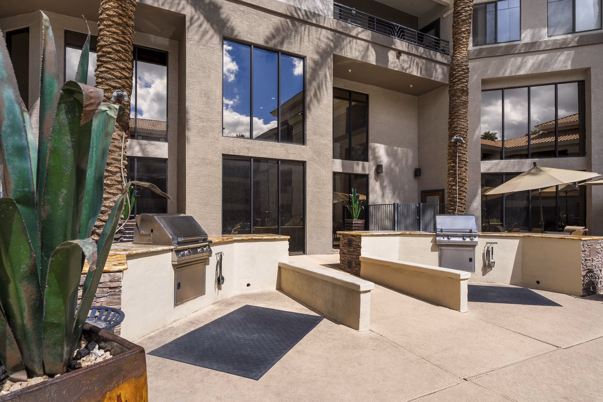 grill area at Konrad Apartments