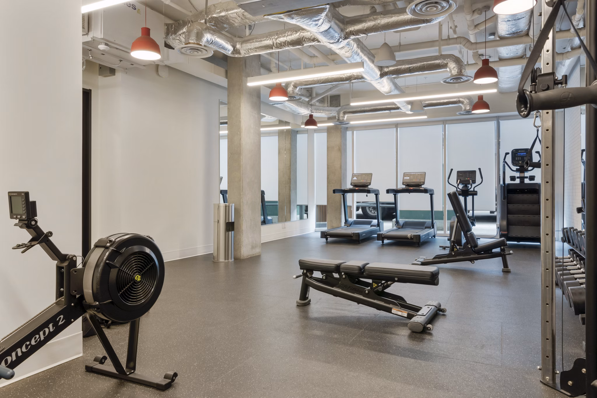 fitness center at Mercury Block Apartments