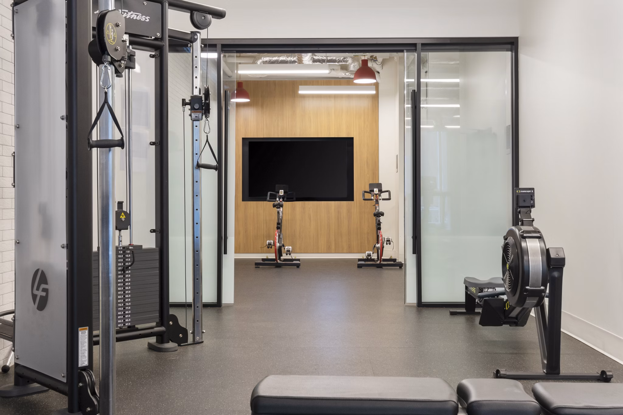 fitness center at Mercury Block Apartments