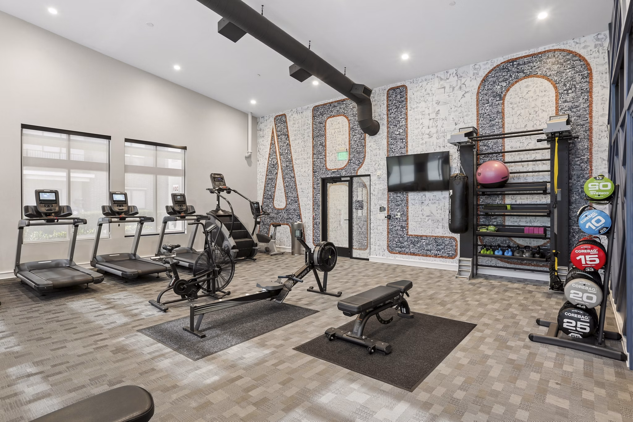fitness center at Arlo Apartments