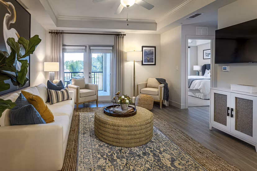 living room at Everleigh Palm Beach Gardens Apartments