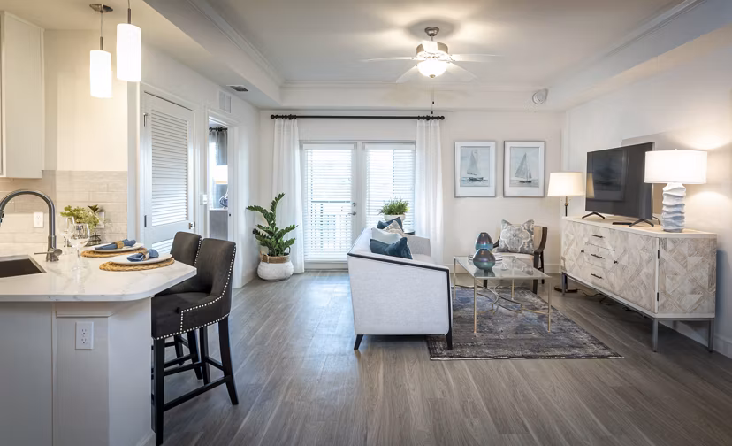 living room at Everleigh Palm Beach Gardens Apartments