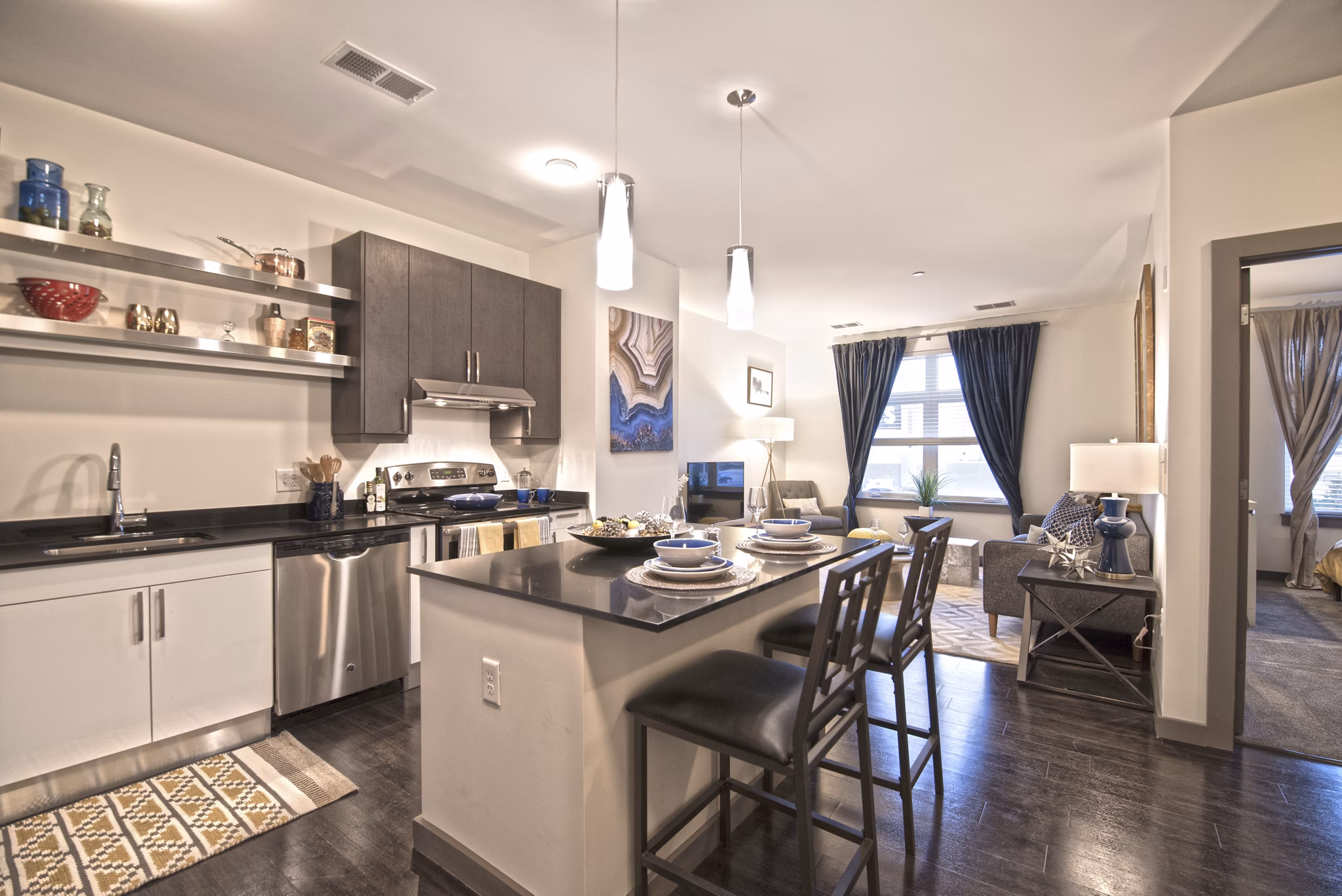 kitchen at Deco Apartments