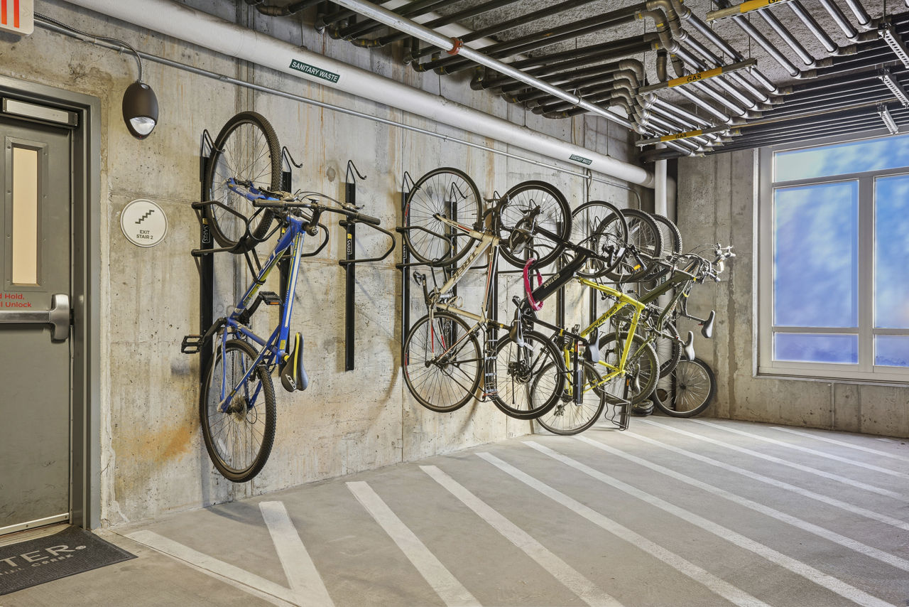 Bike room at Deco