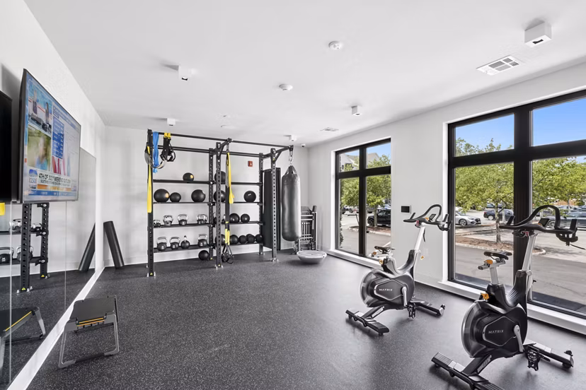 fitness center at Clarus Berkeley Heights Apartments