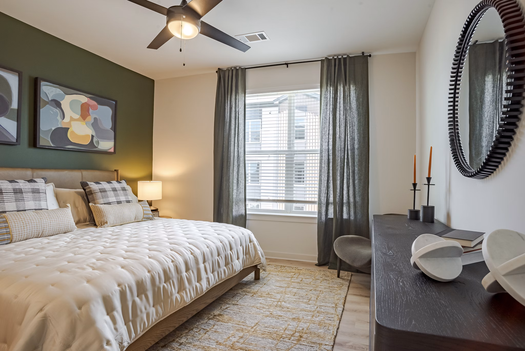 bedroom at Alexan Overlook Apartments