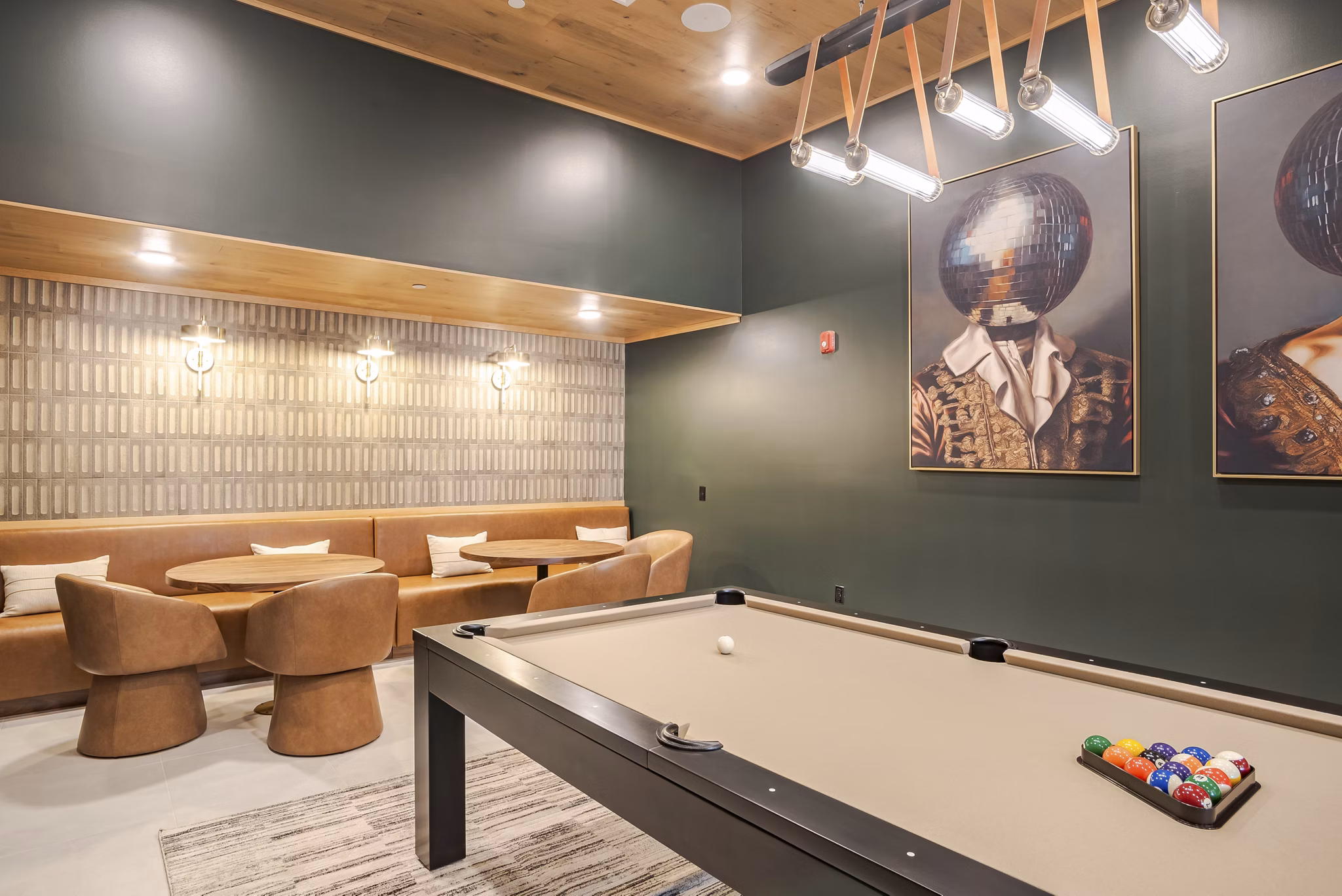 game room at Alexan Overlook Apartments
