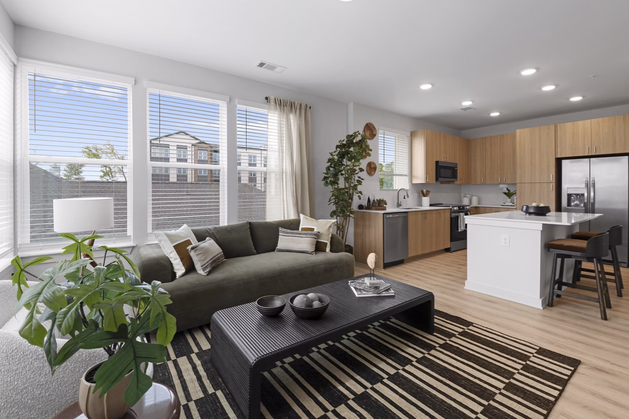 Living Room at Alexan Overlook Apartments