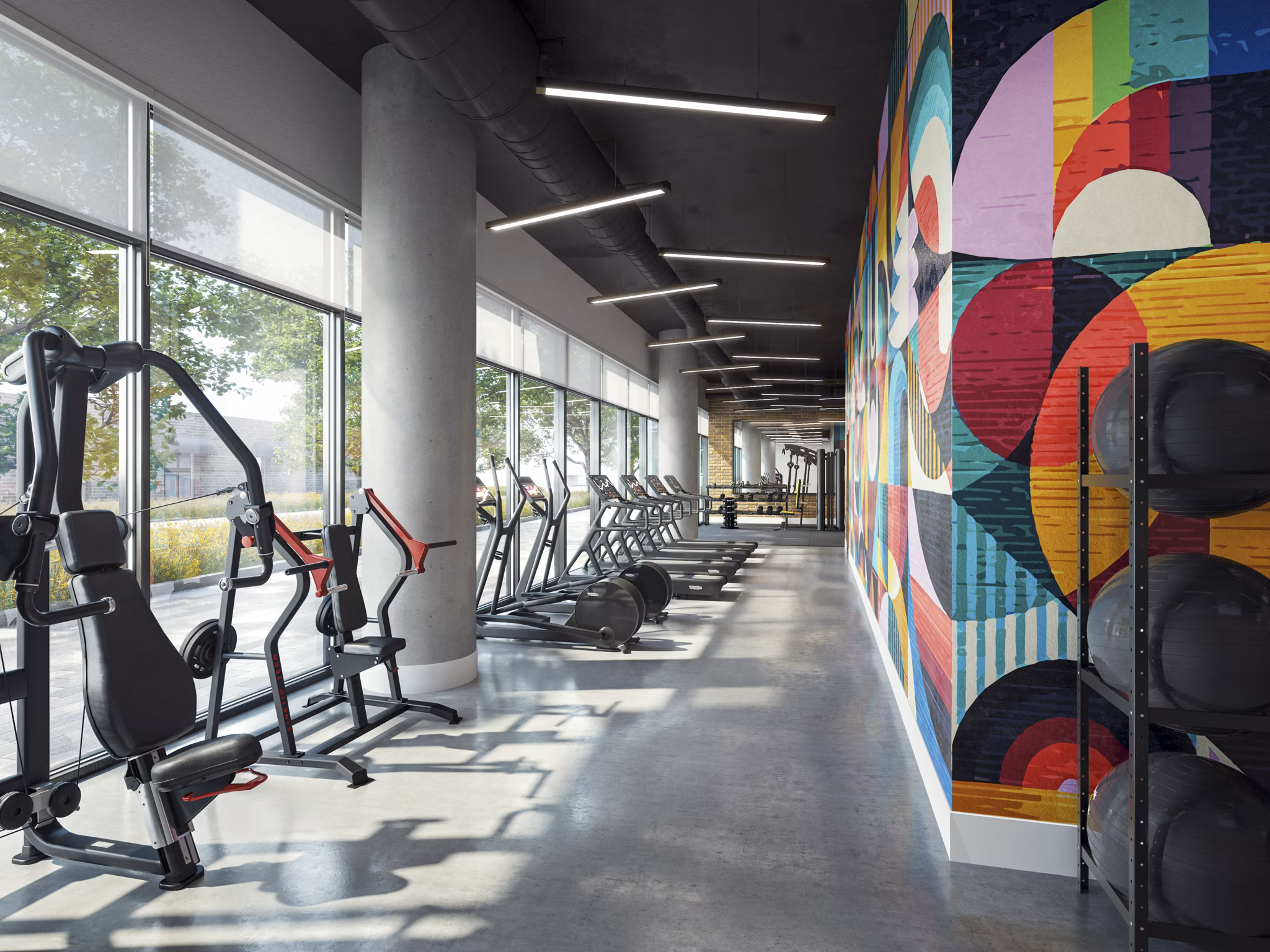 fitness center at Western Supply Apartments 