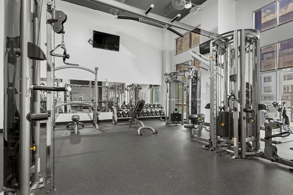 fitness center at Elevate on 5th Apartments