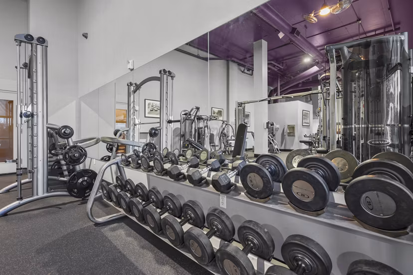 fitness center at Elevate on 5th Apartments