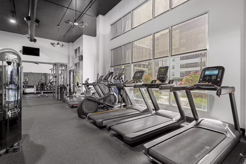 fitness center at Elevate on 5th Apartments